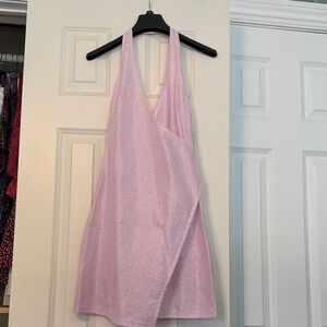 Princess Polly Sparkle Pink Halter Mini Dress